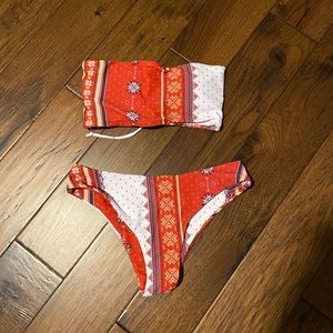 Tribal Print Bandeau Bikini Swimsuit